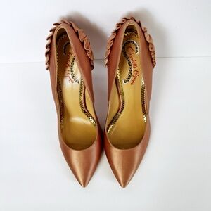 Charlotte Olympia Satin Blush Debbie High Heel Pleated Pump